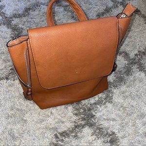 Brown faux leather backpack